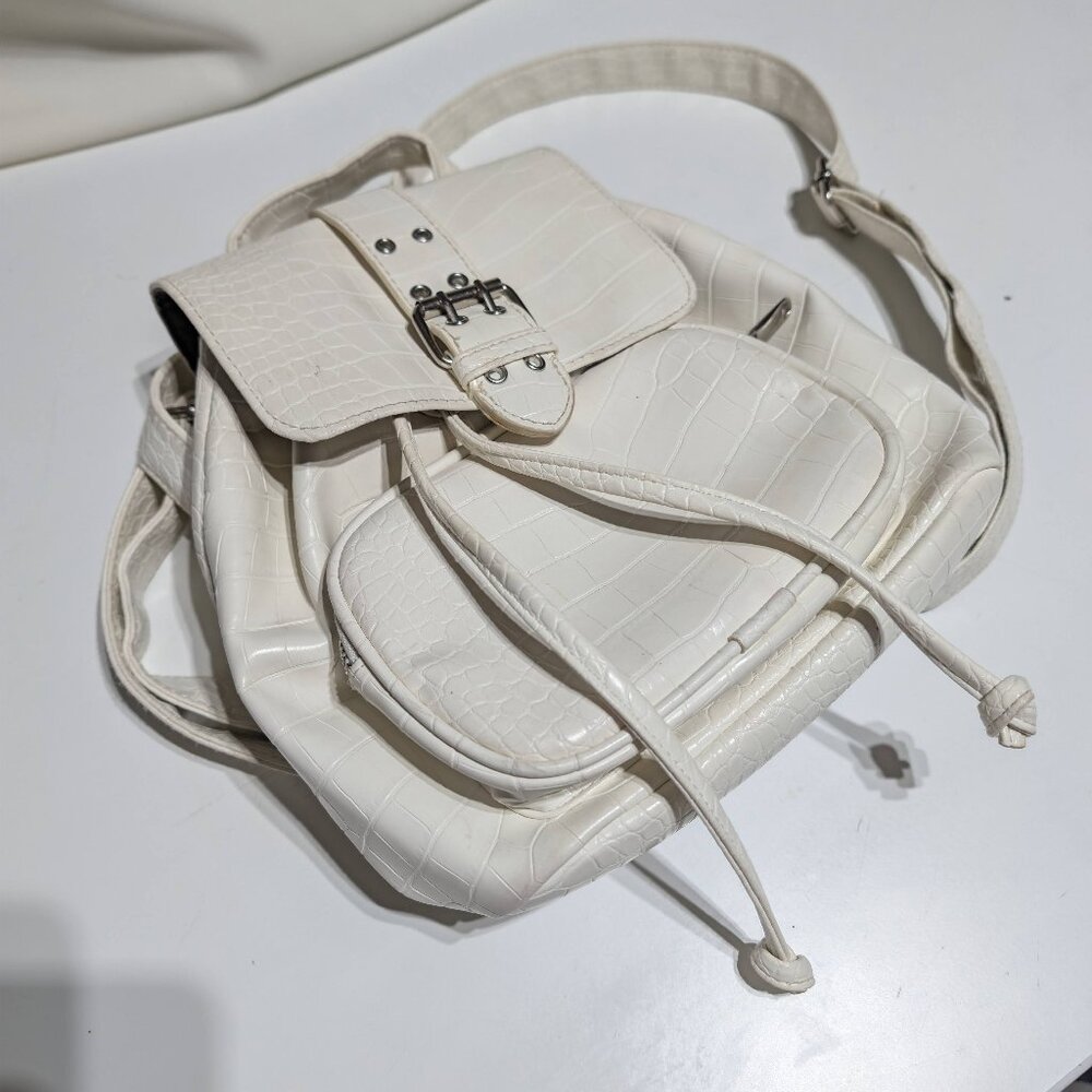 Wild Fable White Faux Leather Crocodile Embossed Backpack